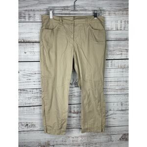 Eileen Fisher Cotton Ankle Pants Small Tan Minimalist Neutral Spring Lightweight